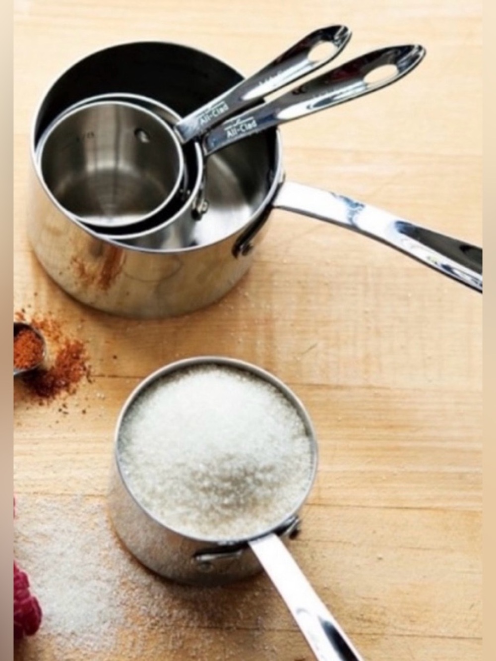 Brand New All Clad Stainless Steel Measuring Cups - Polished Silver (Set)